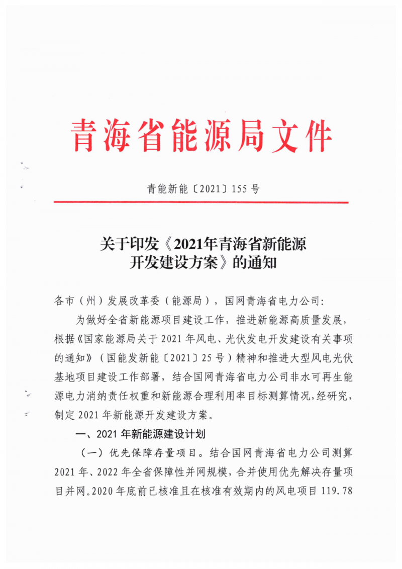 22.85GW！青海省公布光伏、風電項目清單！