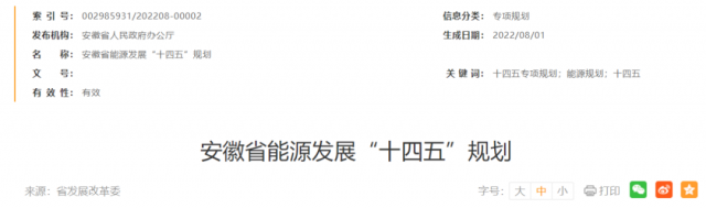 安徽：十四五新增風(fēng)電388萬千瓦、光伏1430萬千瓦